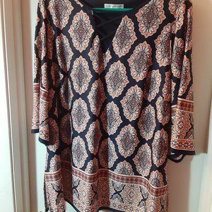 Sandra Darren patterned top and pants two-piece set